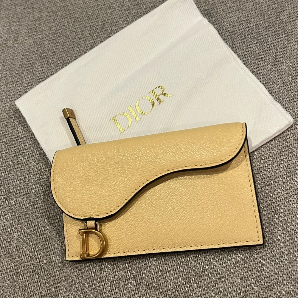 Price firm NEW Dior Beige Saddle Cosmos Zipped Card Holder